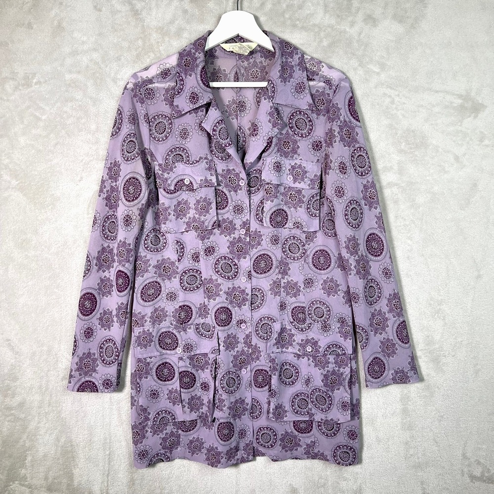 VTG Compagnie Internationale Express L Sheer Purple Tunic‎ Boho Artsy 90s